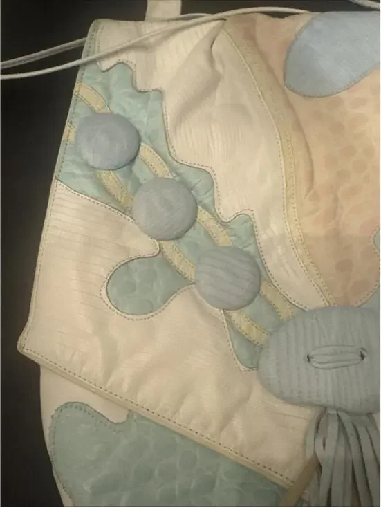 Vintage 1980's Colini Shoulder Bag Leather Multicolor Pastel White Patchwork - Picture 3 of 8